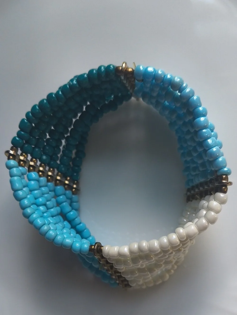Wide Beaded Wrist Cuff 8 Strands Of Beads
